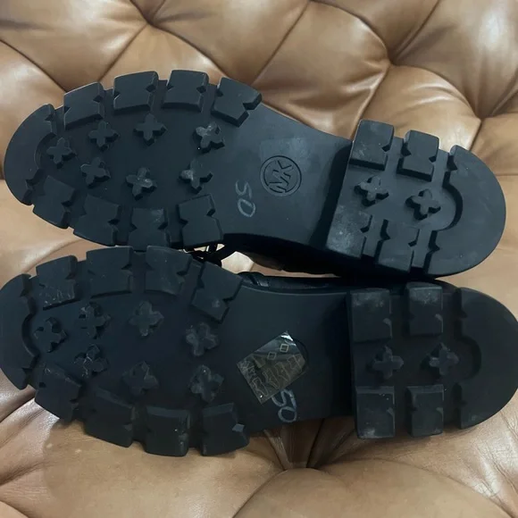 Michael Kors Black Leather Ankle Boots with Gold Chain - Picture 5 of 5